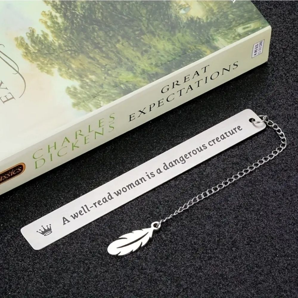 Feminine A well-read woman feather bookmark
